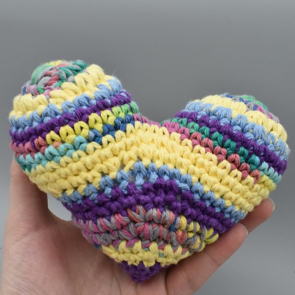 HANDCRAFTED Crochet Catnip Rainbow Striped Heart Easter Cat Toy - Picture 5 of 6